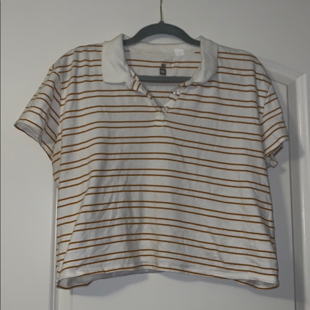 Deep Yellow and White striped crop top